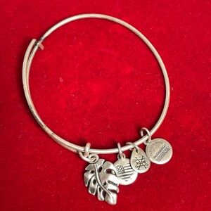 Alex and Ani Silver Leaf Charm Bangle Bracelet